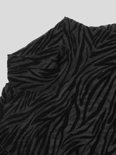 Men's Zebra Print Mock Neck Long Sleeve Mesh Top