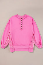 Sequin Half Button Long Sleeve Sweatshirt Woman Sweatshirts
