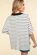 Haptics Full Size Striped Dropped Shoulder Half Sleeve T-Shirt Woman T Shirts