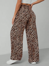 Leopard print wide leg high-waisted pants in soft flowing fabric perfect for stylish casual wear