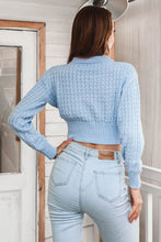 Round Neck Long Sleeve Cropped Sweater
