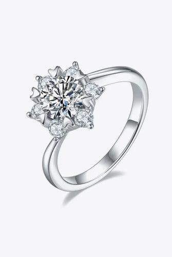 1 Carat Moissanite Zircon Ring Silver Rings