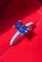 1 Carat Moissanite 925 Sterling Silver Rectangle Ring in Blue Rings