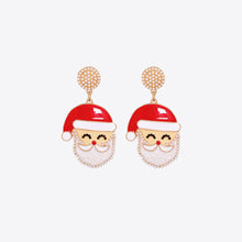 Rhinestone Alloy Santa Earrings Ivory One Size