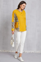 Plaid Waffle-Knit Half Button Hoodie Woman Sweatshirts