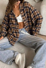 Plaid Button Up Drop Shoulder Shacket Woman Outerwear