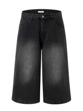 Men's Washed Denim Bermuda Shorts Black