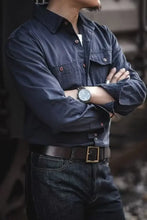 Men's Button Down Long Sleeve Shirt with Chest Pockets Mens Tops