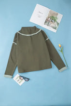 Exposed Seam Half Snap Long Sleeve Sweatshirt Woman Sweatshirts