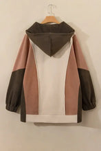 Plus Size Color Block Long Sleeve Hoodie Woman Sweatshirts