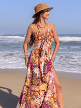 Slit Printed Halter Neck Cami Dress Casual Dresses