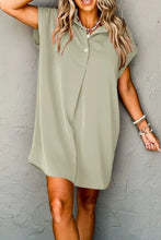 Collared Neck Short Sleeve Mini Dress Casual Dresses