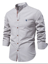 Men's Full Size Button Down Embroidered Shirt Plus Size Gray