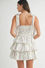 MABLE Floral Print Shoulder Tie Layered Mini Dress Casual Dresses