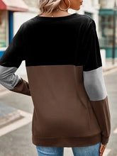 Color Block Cutout Round Neck Long Sleeve T-Shirt Woman T Shirts