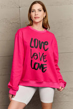 Simply Love Full Size LOVE Round Neck Sweatshirt Hot Pink Woman Sweatshirts