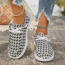 Plaid Round Toe Canvas Slip-Ons Gray