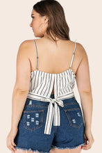 Plus Size Striped Tie-Back Cropped Cami Tanks & Camis