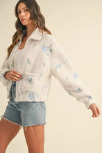 MABLE Floral Embroidered Fleece Teddy Jacket Woman Outerwear