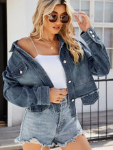 Button Up Long Sleeve Denim Jacket with Pockets Casual Dresses