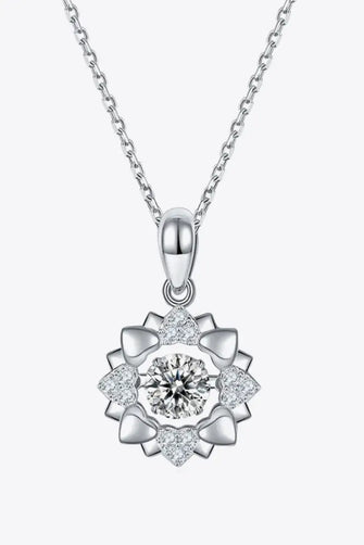 Moissanite Flower Shape Pendant Necklace Silver One Size Necklaces