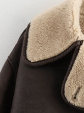 Collared Neck Long Sleeve Plush Jacket Woman Outerwear