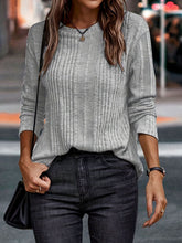 Round Neck Long Sleeve T-Shirt Dark Gray