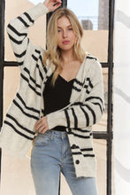 ADORA Horizontal Stripes Hoodie Cardigan