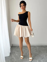 Contrast Single Shoulder Mini Tank Dress Casual Dresses