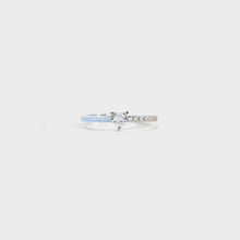 Heart Shape Inlaid Zircon Enamel Ring Light Blue