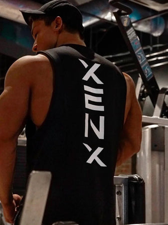 Men's Plus Size Round Neck Tank Black