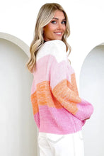 Ribbed Color Block Long Sleeve Sweater Sweater Pullovers