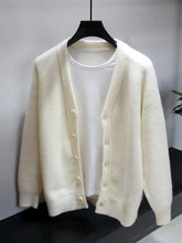 Men's Plus Size Button Up Long Sleeve Cardigan Ivory