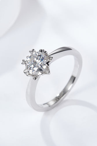 925 Sterling Silver Solitaire Moissanite Ring Silver