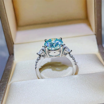 5 Carat Moissanite 925 Sterling Silver Ring Turquoise