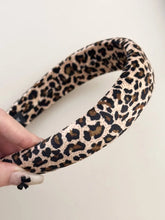 Leopard Polyester Wide Headband Tan One Size
