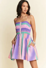 Davi & Dani Multi Color Ombre Printed Bodice Button Up Dress Purple Multi Casual Dresses