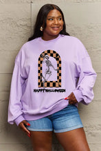 Simply Love Full Size HAPPY HALLOWEEN Graphic Sweatshirt Lavender Woman Sweatshirts