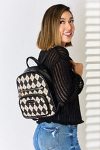 David Jones Argyle Pattern PU Leather Backpack Backpacks