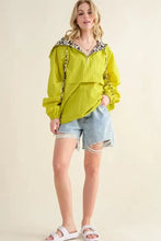 And The Why Leopard Print Hoodie Zipper Up Pocket Windbreaker LIME Woman Outerwear