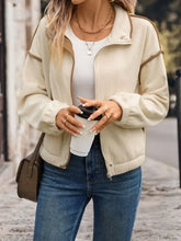 Perfee Zip Up Dropped Shoulder Polar Fleece Jacket Woman Outerwear