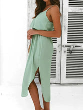 Tied Side Slit Midi Cami Dress Casual Dresses