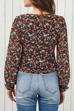 Plus Size Printed Surplice Neck Long Sleeve Blouse Woman Blouses