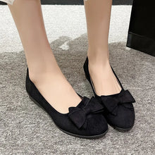 Bow Point Toe Low Heel Slip-Ons Black