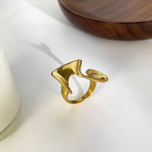18K Gold-Plated Abstract Wave Ring