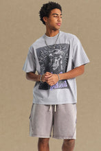 Men's Graphic Round Neck Short Sleeve T-Shirt Gray