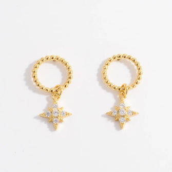 925 Sterling Silver Zircon Dangle Earrings Gold One Size
