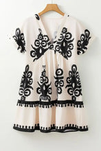 Printed V-Neck Short Sleeve Dress Casual Dresses