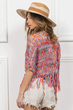 BiBi Open Front Fringed Crop Knit Cardigan Woman Outerwear