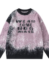 Men's Gradient Text Print Round Neck Sweater Purple